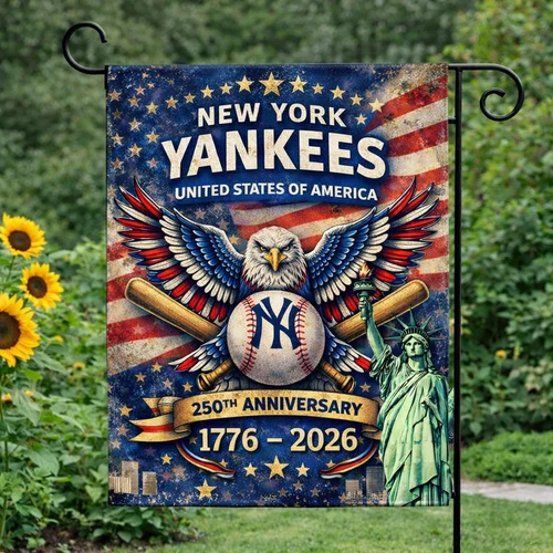 Bandeira da América do 250º aniversário do New York Yankees Baseball - Bandeira de jardim UUI