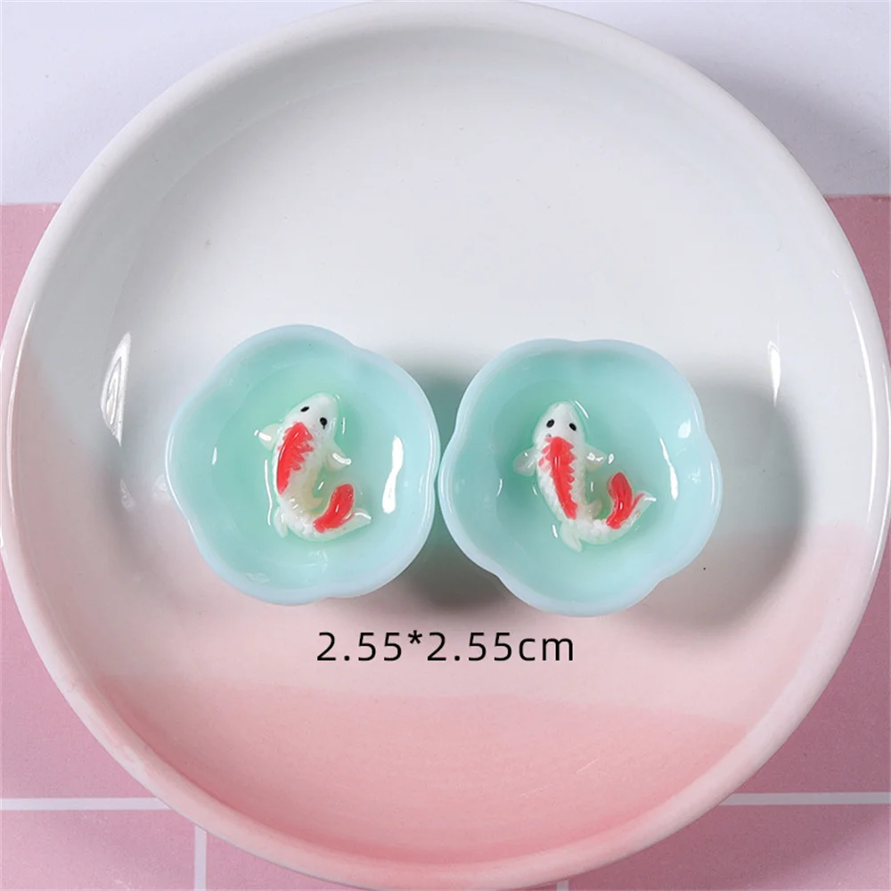 20Pcs Mini Cute Bowl Fish Carp Resin Flatback Patch Craft DIY Phone Shell Accessories Earings Jewelry Making Creative Decoration