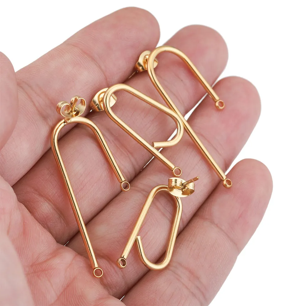 10pcs Stainless Steel Ear Studs Earring Post Base Pin with Ear Backs Earplug for Earrings DIY Jewelry Making Components findings