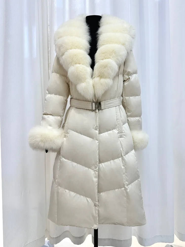 

Down Jacket Natural Fur Coat Women Long Winter New Outerwear Natural Fur Jacket with Fur Down Padding Winter Autumn Long Woman