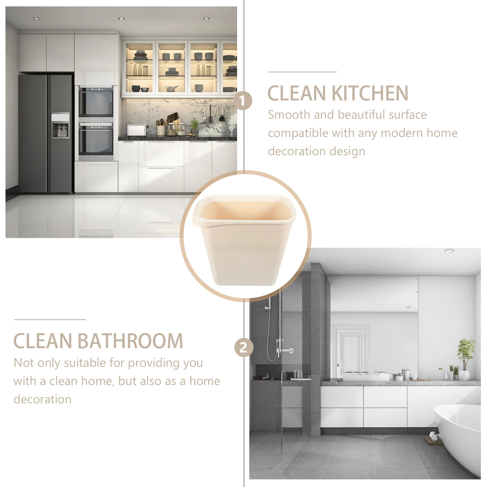 

Slim Trash Can No Lid Waste Basket Pressing Ring Garbage Container Multi-Use for Bathroom Slim Bathroom Trash Can