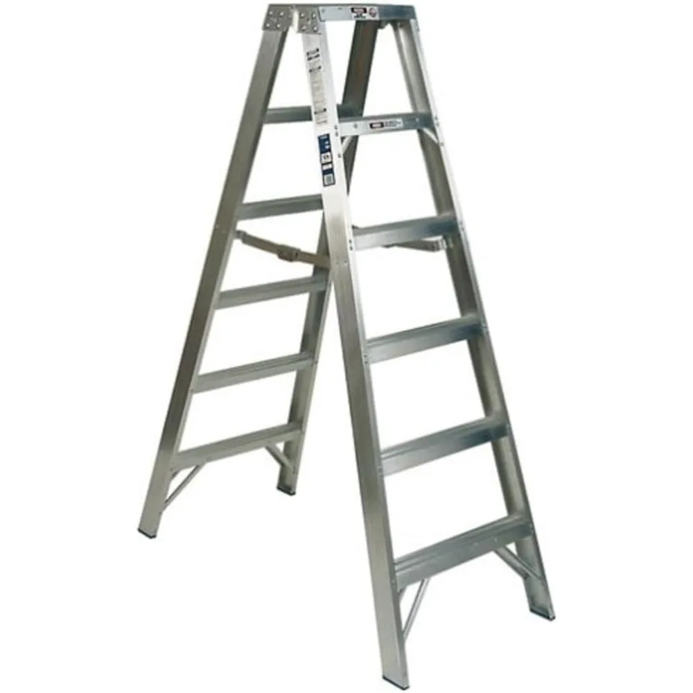 Aluminum Twin Stepladder 300-Pound Capacity, 2-Foot Long, Heavy-Duty Ladder for Professional Use