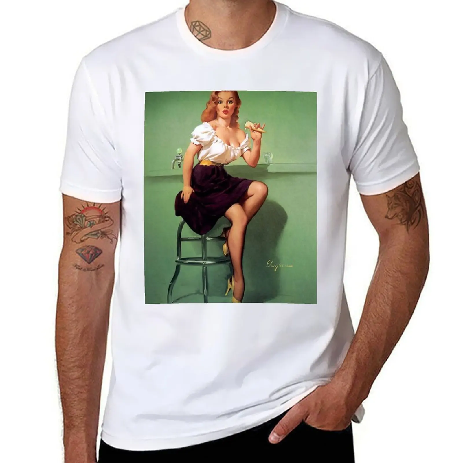 

Pin-Up Girl - Elvgren - Vintage T-Shirt t shirts for man cotton t shirt for man T-Shirt