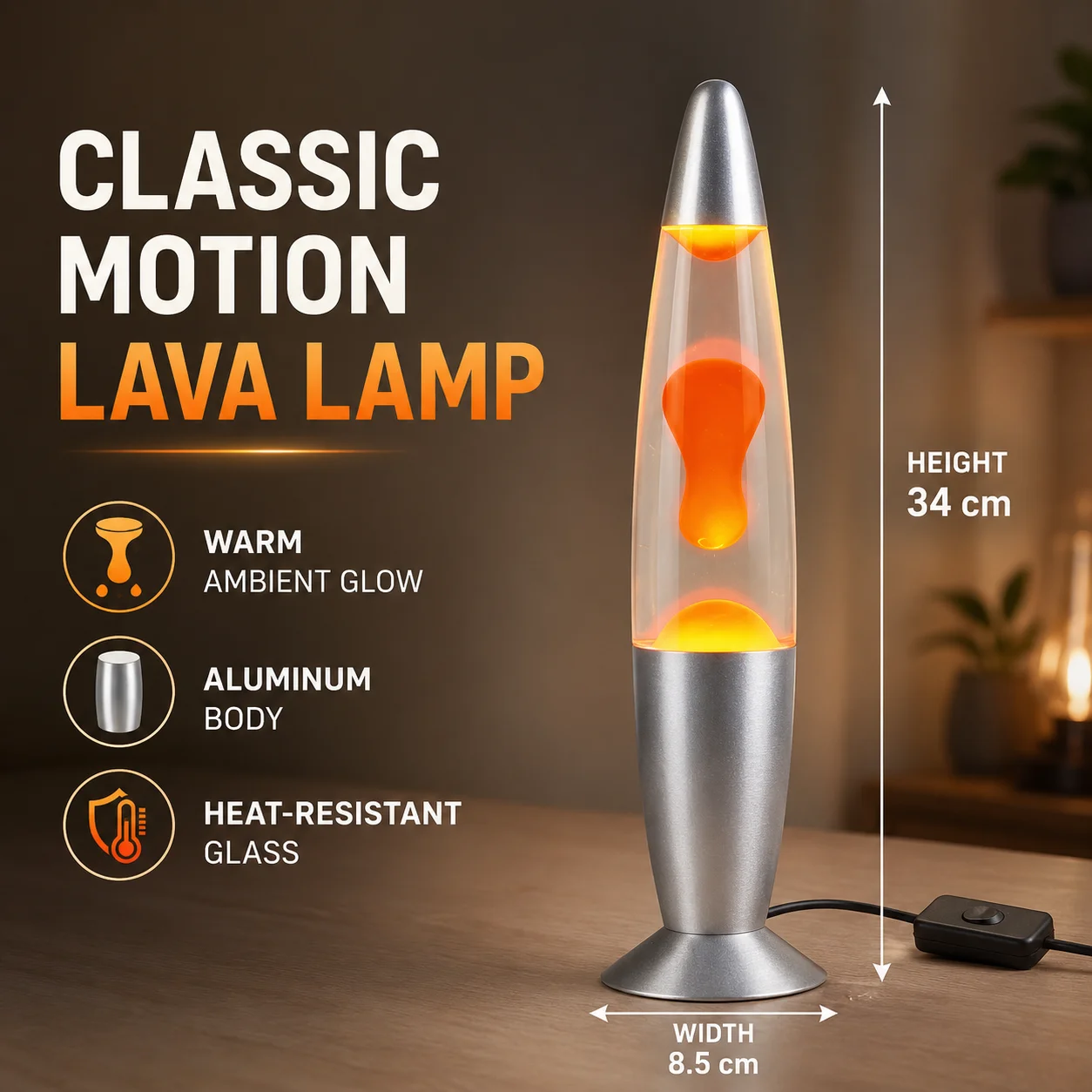 LED溶岩ランプ クラゲデザイン 金属ベースの火山ワックスナ - Lava Lamp Desktop のレビューと価格