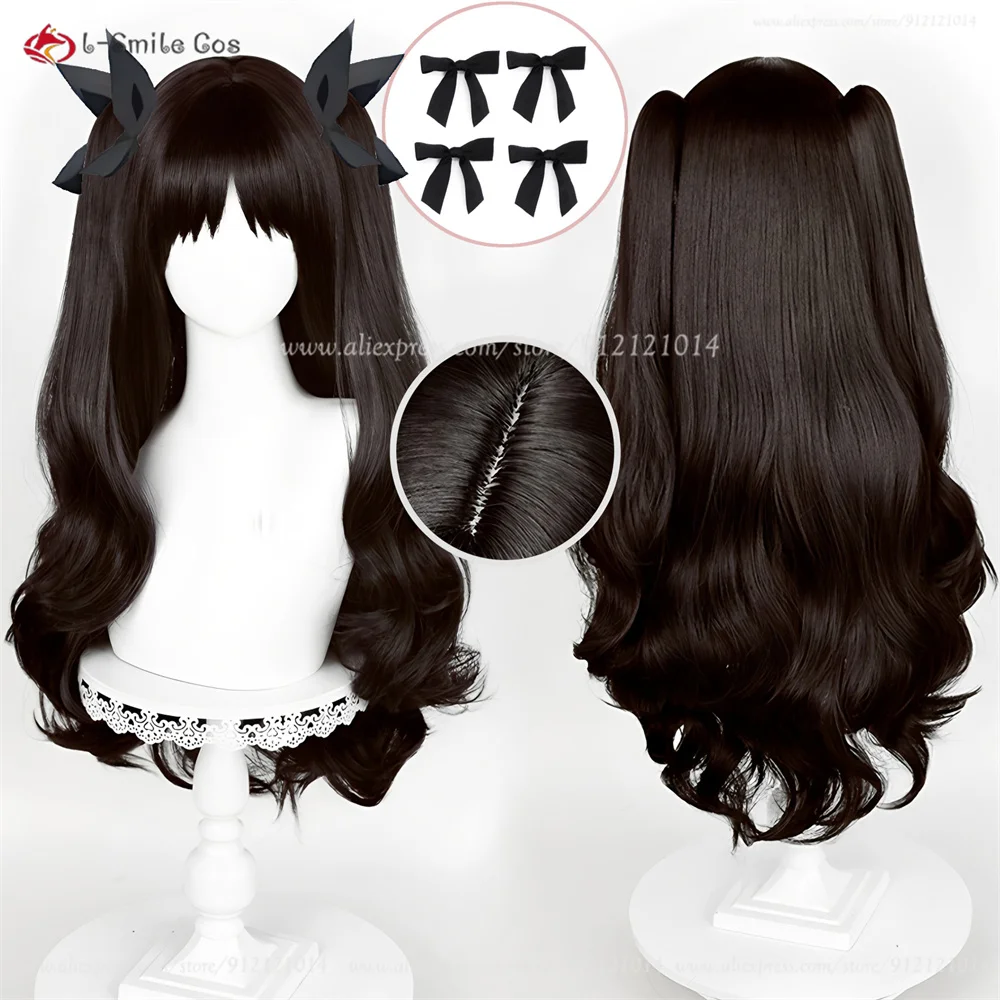 Fate Tohsaka Rin Cosplay Wig 82cm Black Cruly Ponytail Wigs For Women Cosplay Anime Wig Heat Resistant Synthetic Hair Halloween - view 2