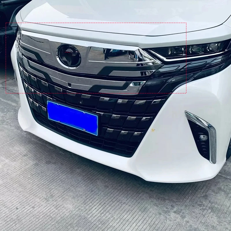 For Toyota Alphard 40 Series 2023 2024 ABS Chrome Front Hood Bonnet Grille Grill Bumper Cover Trim Hood Engine Cover Styling