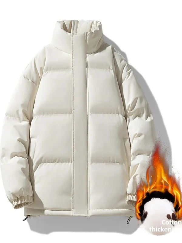 

Men's Winter Thiened Cotton Jaet Stand Collar Outdoor Coat Women's Sle Large Size Bread Sle Pure Color Trendy Brand
