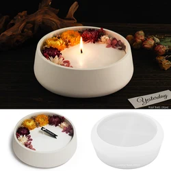 New Round Big Candle Jar Silicone Molds Cement Flower Pot Mold Concrete Wax Box Storage Bowl Candle Tray Mould Home Decor Crafts