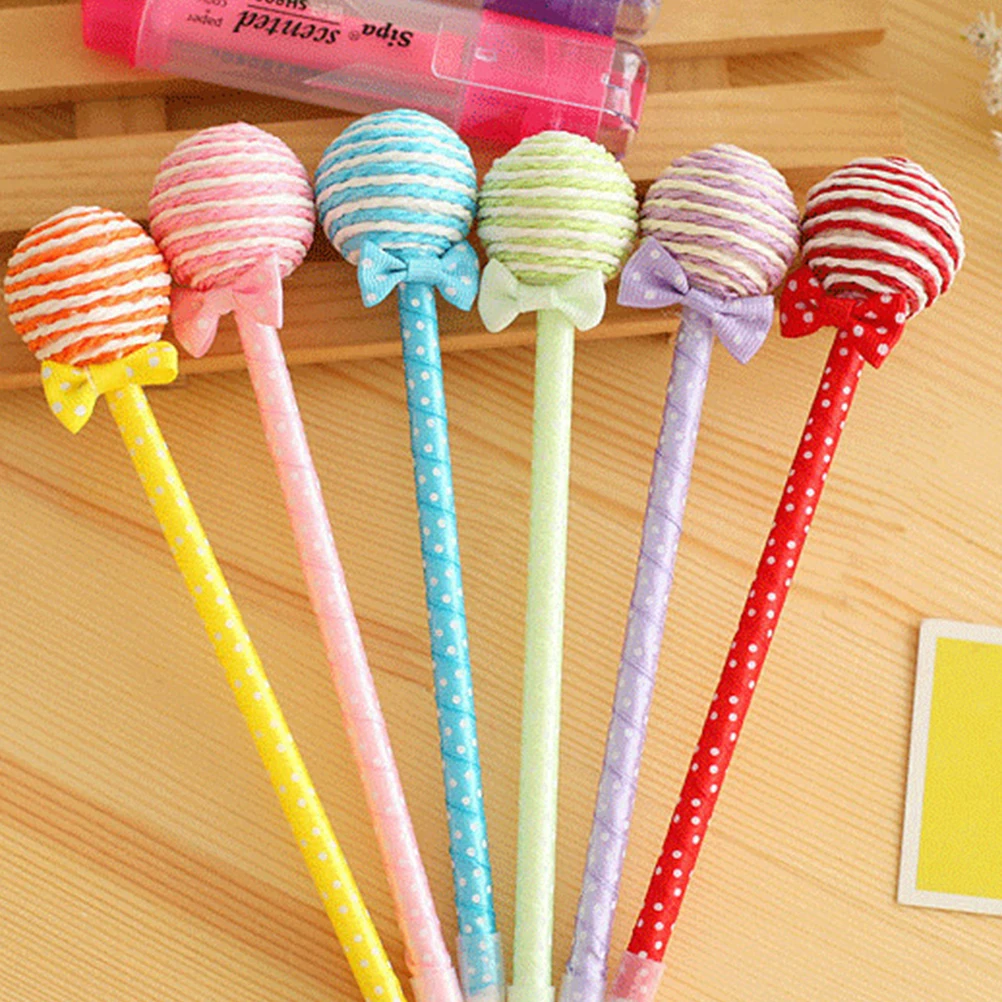 

10 Pcs Bow Ballpoint Pen Creative Lollipop Shape Writing Stationery Supplies Portable Office Gifts Study Tools