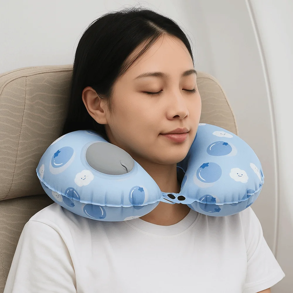 

Inflatable U-Shape Neck Pillow Cartoon Portable Neck Support Cushion Lightweight Cooling Press To Inflate Pillow Four Seasons