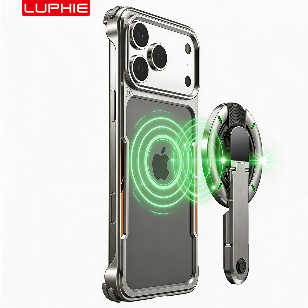 

Original LUPHIE Metal Bumper for iphone 17 Pro Max Frame Light Weight Slim Shockproof Case Coque Cover Magnetic 360° Holder