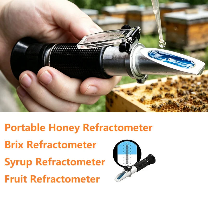 

Brix Refractometer Portable Honey Refractometer Brix Hydrometer Tester for Measuring Sugar Content in Fruit Bee Honey Tester