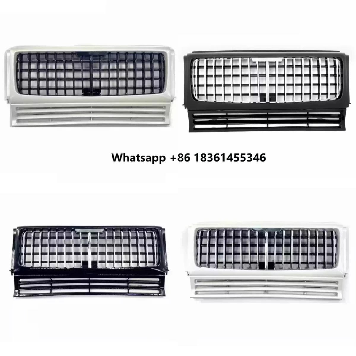 

for G-Class W463 1990-2018 Modified New Style Black Chrome Radiator Grill White Bumper Net Car Grille