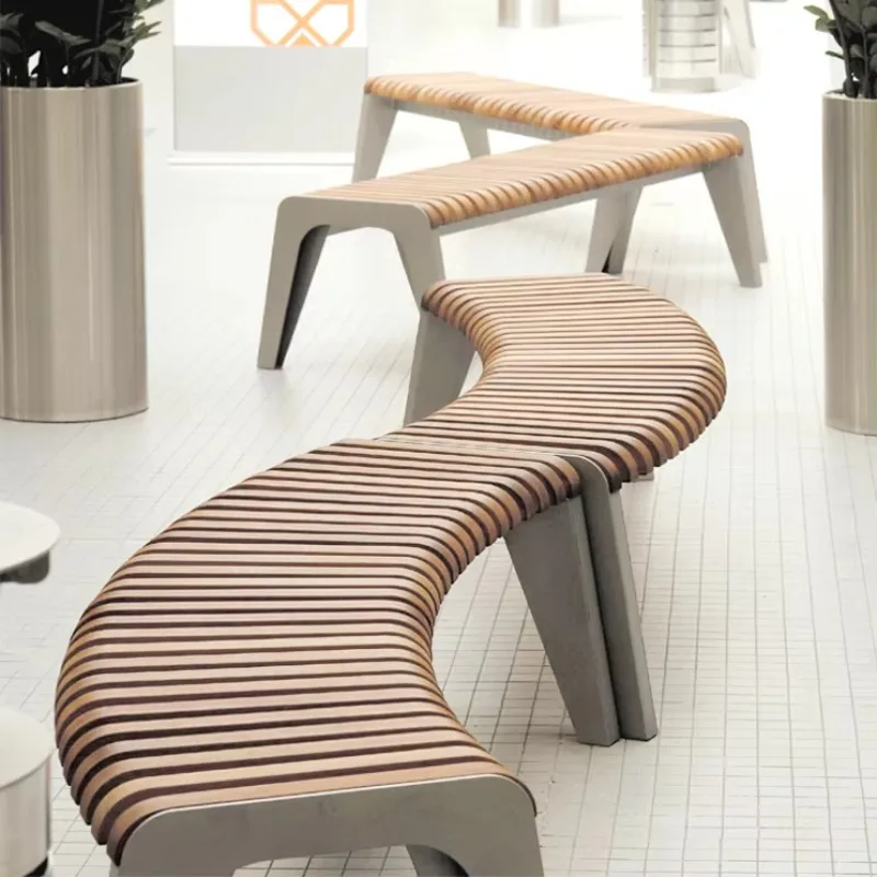 

Street Park Bench Shopping Center Recycled Wood Bench Outdoor Park 3 Seats Leisure Garden Bench