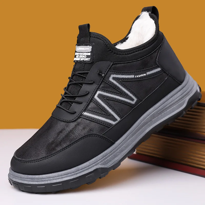 

Men's cotton boots, waterproof and anti-slip, one-step winter fleece and thickened warm cloth shoes, high-top outdoor snow boots