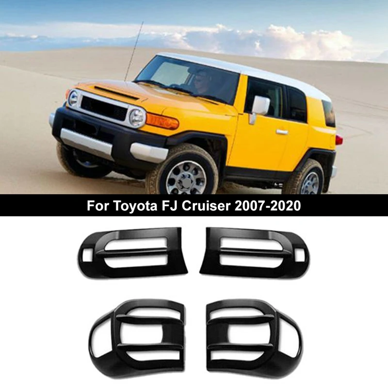 4 PCS Front Fog Lamp Turn Signal Box Rear Taillight Protection Cover Car Accessories Matte Black For Toyota FJ Cruiser 2007-2020