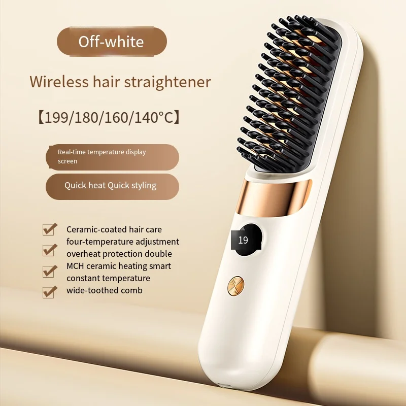 

Multifunctional Electric Hot Comb Negative Ion Straightening Brush Anti-Scalding Hair Straightener Portable Travel Styling Tool