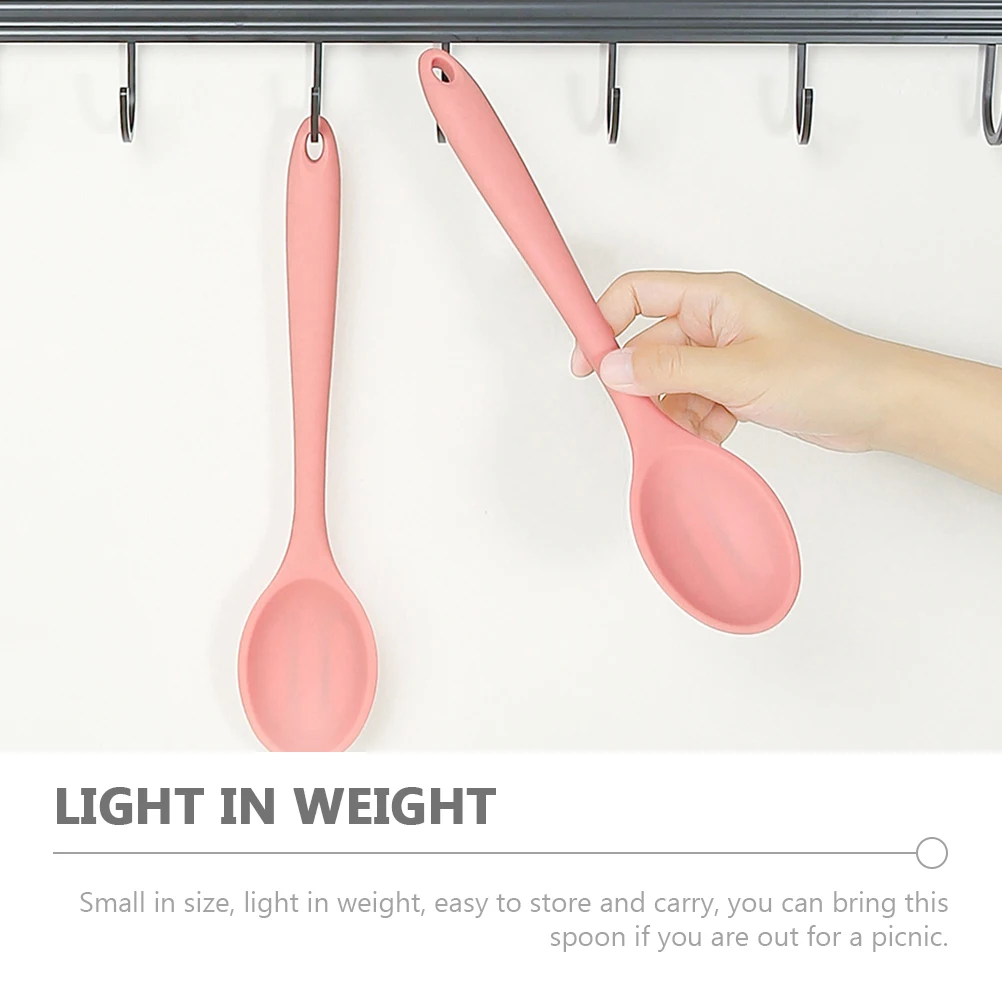 

Silicone Spoon Kitchen Cooking Utensils Food Grade Nonstick Pink Stirring Mixing Spoons Large Soup Easy Clean Lightweight