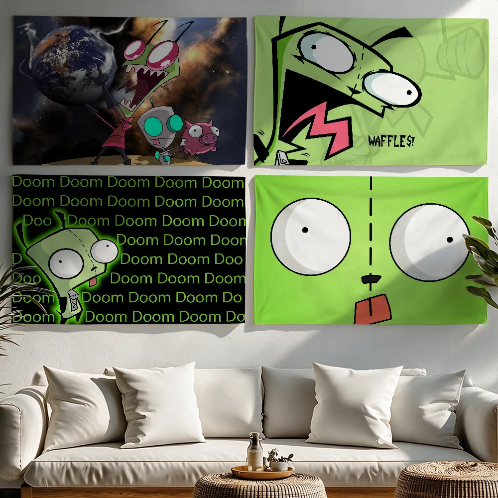 Invader Z-Zim flag Tapestries Outdoor Parties Bedrooms Living Rooms Dorm Rooms Wall Decor Banners Gifts