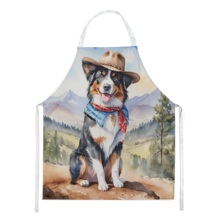 

Australian Shepherd Cowboy Welcome Apron Cooking Kitchen Server Baking Crafts Gardening for Adult Women Men Unisex Large Multic