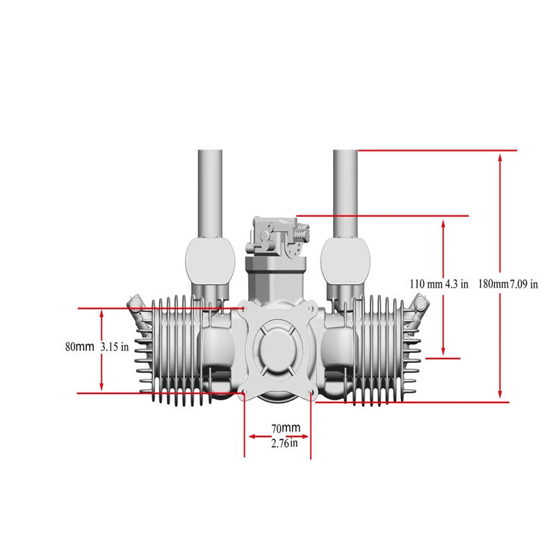 RCGF STINGER PRO125CC 1500 Rpm/min TWIN 2 Cycle 2 Stroke Piston Type Gasoline Engine for RC Airplane Fixed-Wing
