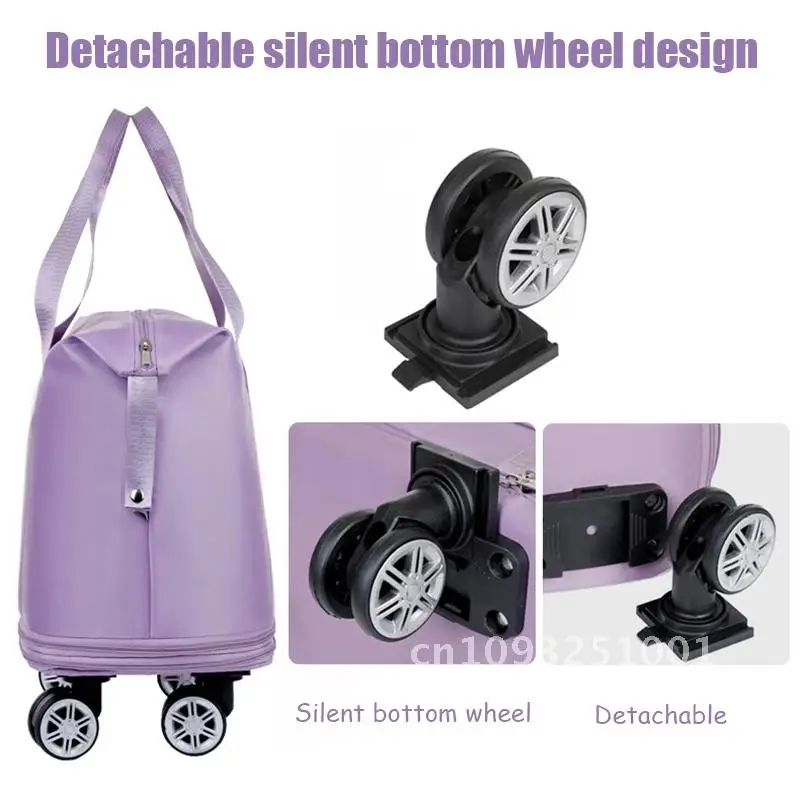 

Travel Fitness wet Cloth Large Capacity Foldable Waterproof Dry separation Detachable Storage and bag Wheel Hand luggage Oxford