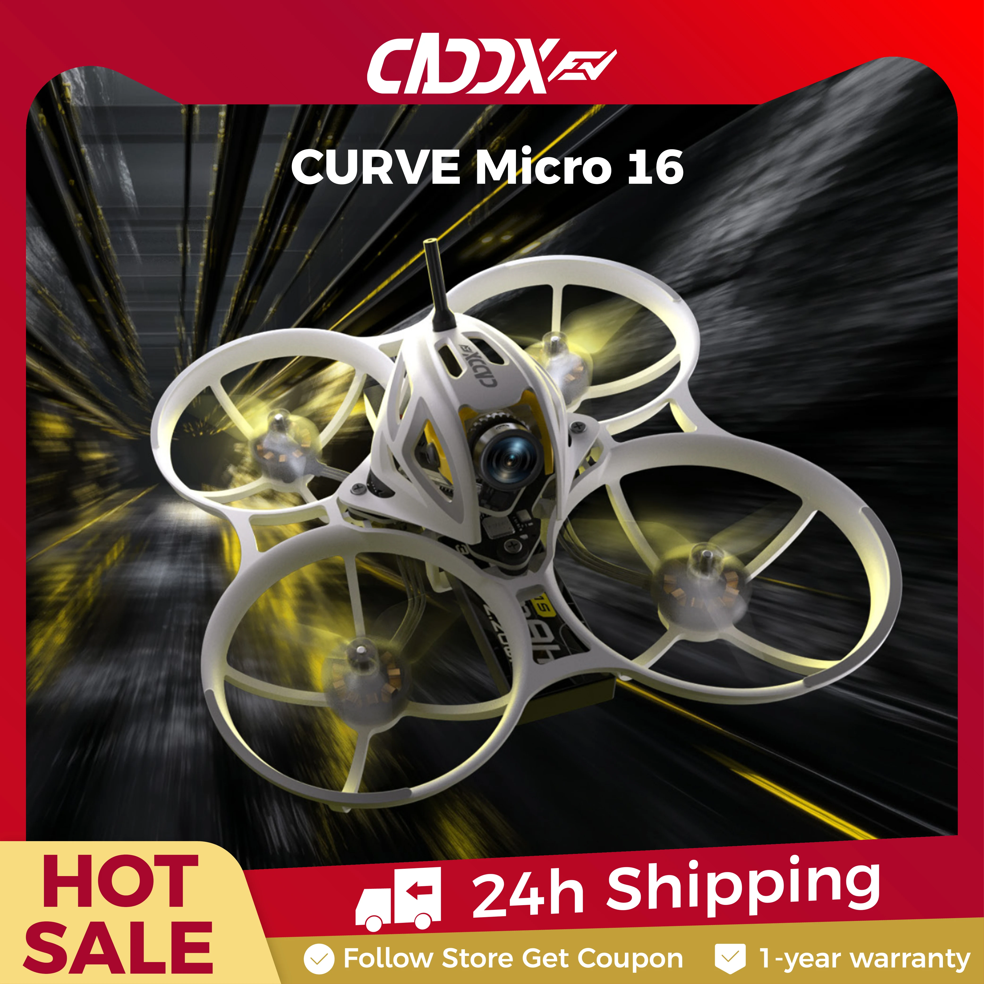 CADDXFPV CURVE Micro 16 Tiny Whoop FPV Drone Ascent HD Digital Video ELRS Brushless Indoor Racing Freestyle Micro RC Quadcopter
