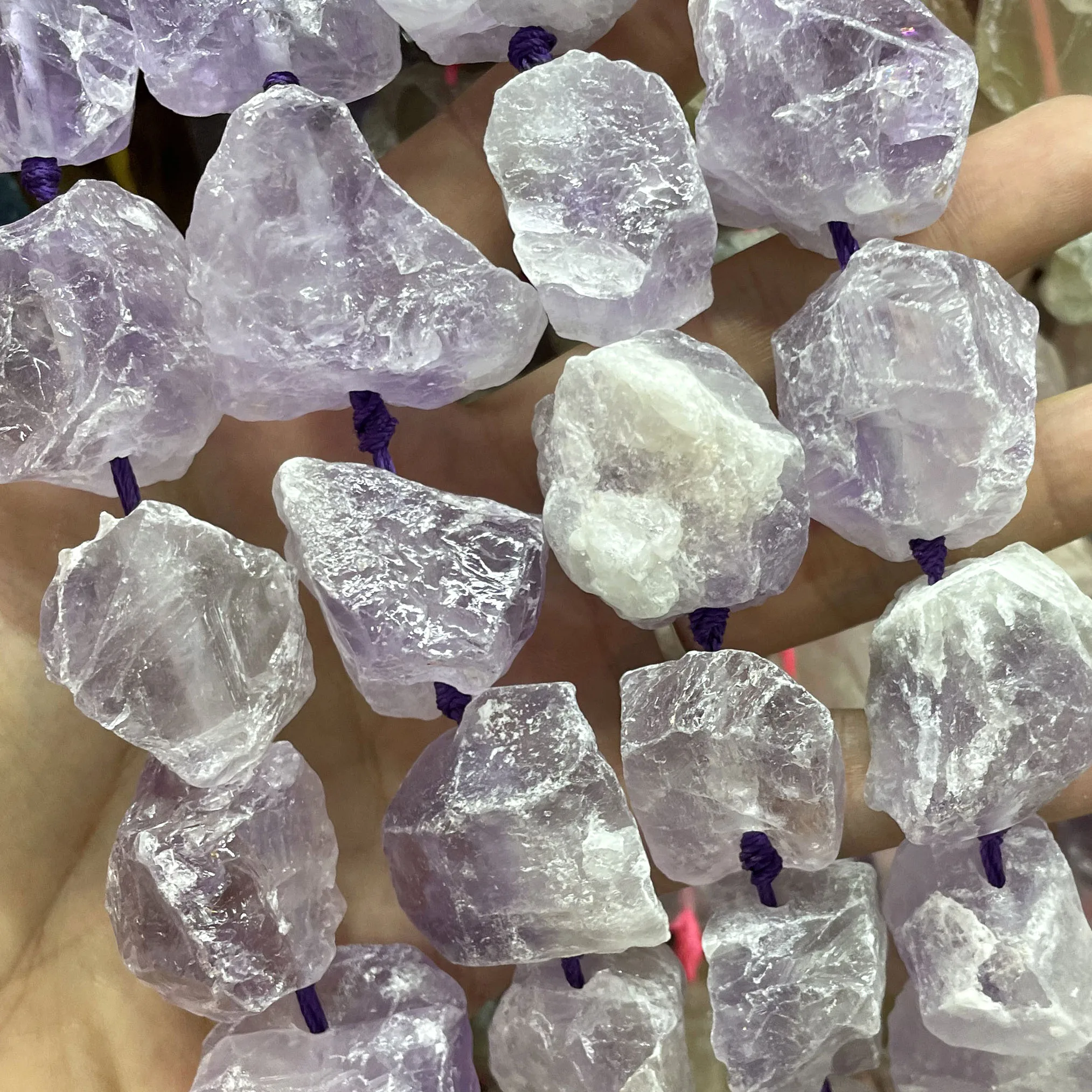 Natürliche Unregelmäßige Freiform-Rohsteine, Raue Fluorit-Mineralnuggets, Lose Abstandsperlen, DIY-Zubehör für Schmuckherstellung – Detail 4
