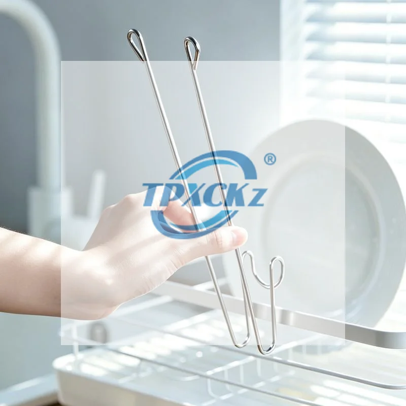 Kitchen Glove Drying Rack with Cup Hooks, Stainless Steel Drain Storage Organizer, Multifunctional Kitchen Utensil Drying Tool