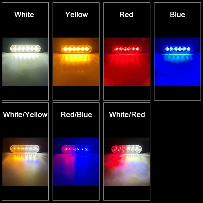 1x Truck 12V 24V 6smd LED Strobe Warning Light Strobe Grille Flashing Lightbar Car Beacon Lamp Amber Yellow White Traffic Light image 6