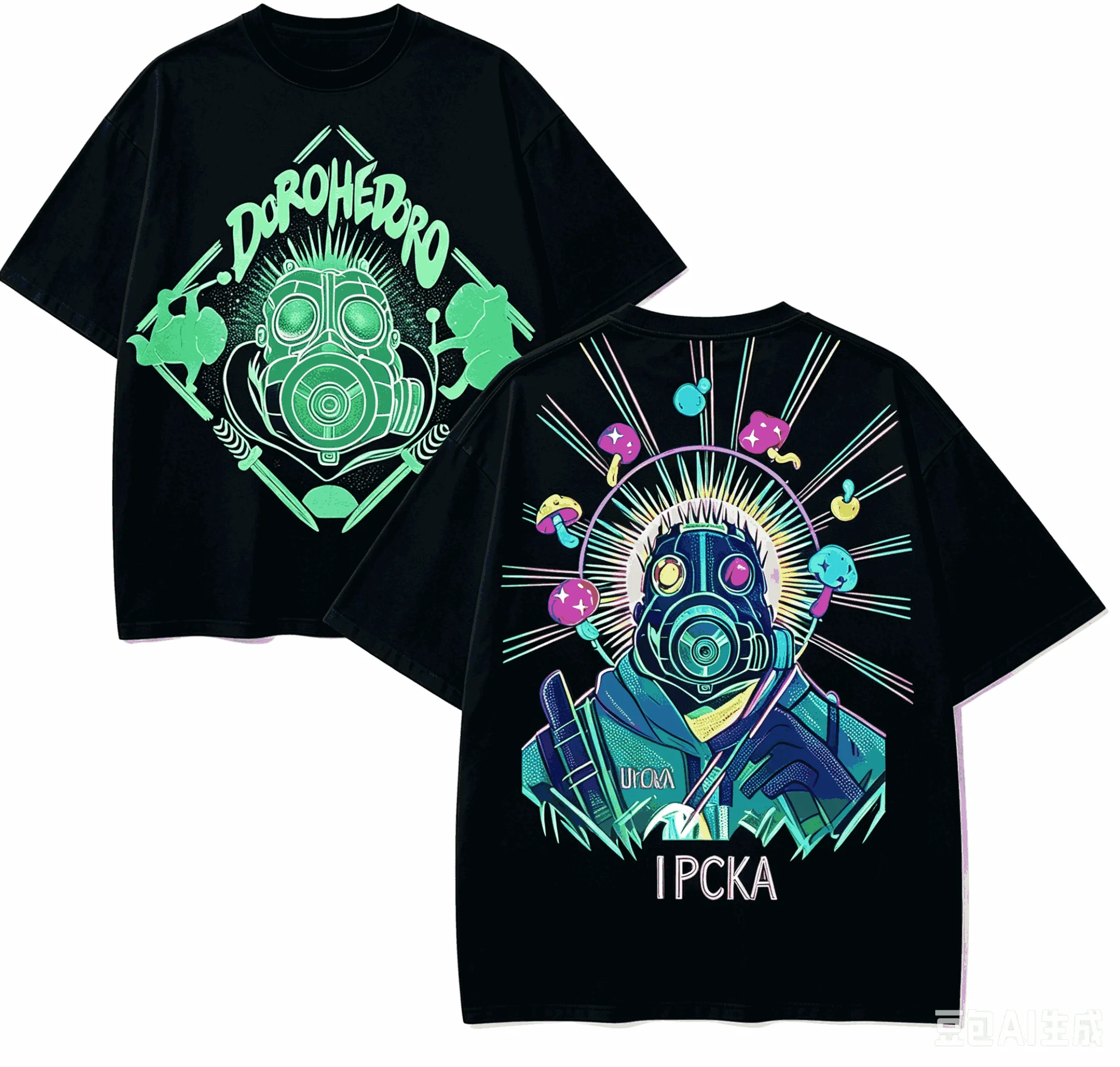 Dorohedoro Anime Men Women T-shirt Print Gas Mask Mushroom Graphic Tee Casual Loose Cotton Short Sleeve Streetwear Summer Tops