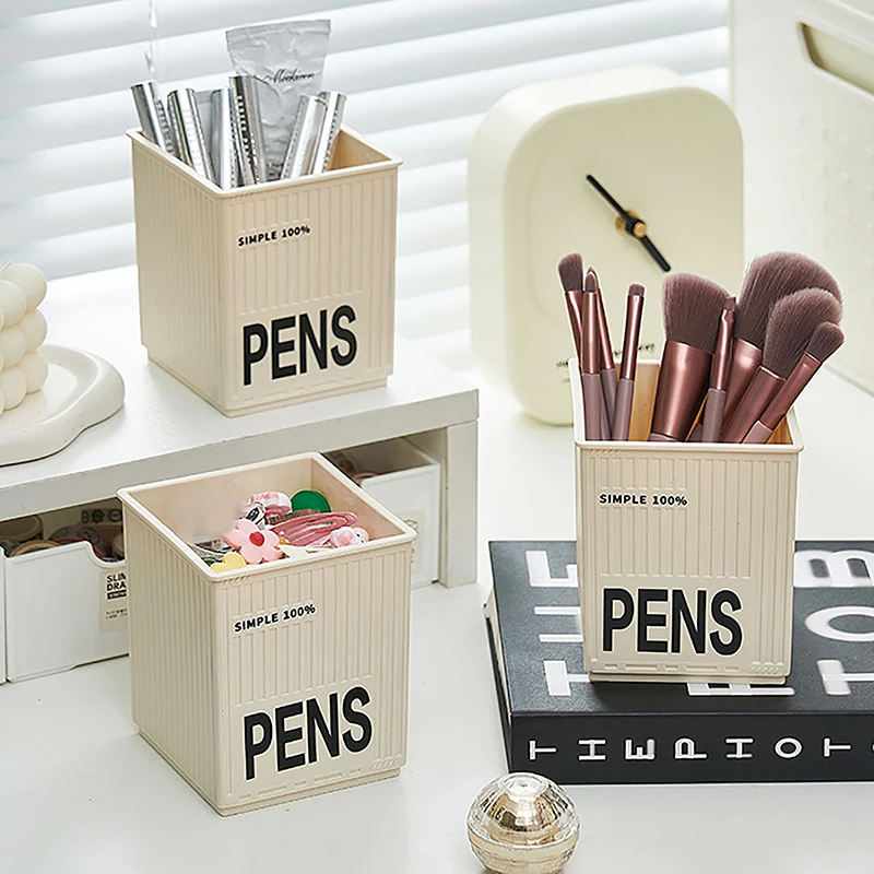 New Creative Student Desktop Pen Storage Box Multifunctional Pencil Pot Organizer Kawaii Container Plastic Makeup Box