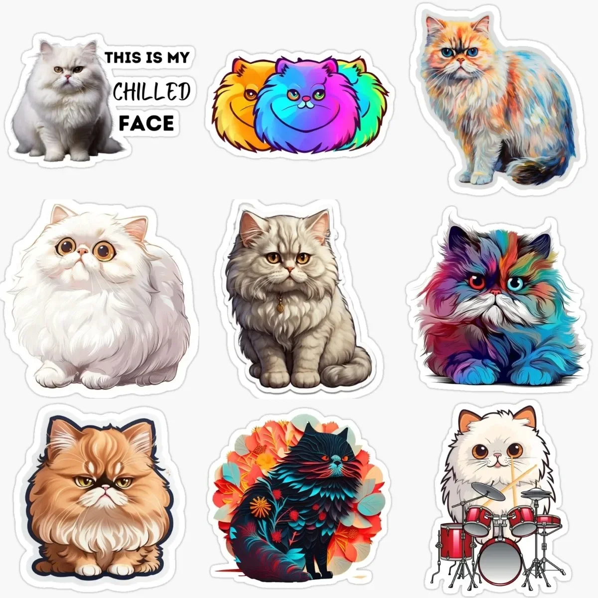 

Creative Persian Cat Pets PVC Waterproof Sticker for Decorate Door Room Fridge Wall Window Car Motorcycle Van Decal Accessories