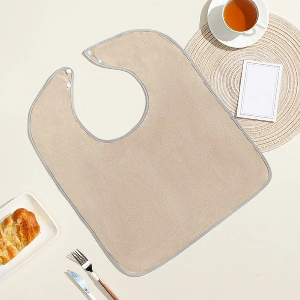Anti-stain Nursing Home Bibs Adult Waterproof Bib with Crumb Catcher Adjustable Closure Clothing Protector Absorbent for Elderly