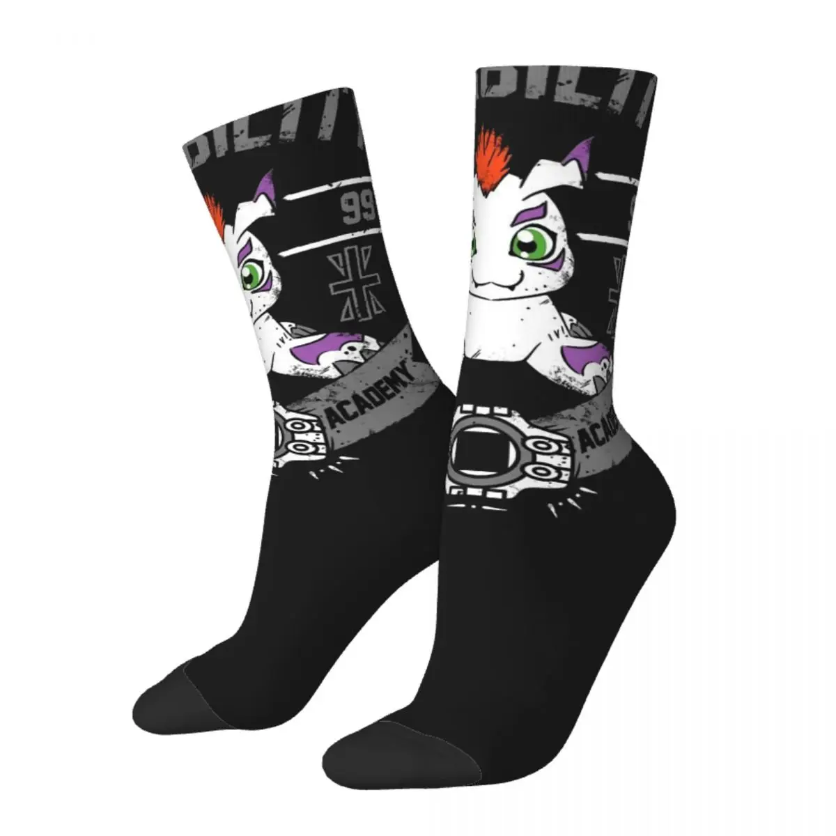 Hip Hop Retro Reliability Academy Crazy Men's Socks Unisex Digimon Adventure Monster Anime Street Style Pattern Printed Sock