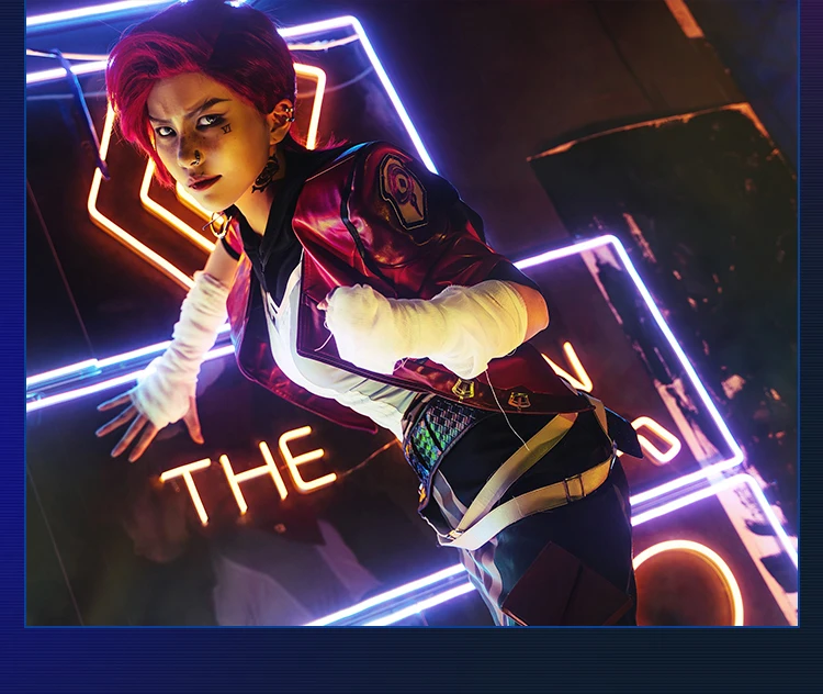 جديد Mooyiyi cos Vi أزياء تنكرية للهالوين وعيد الميلاد لعب الأدوار والحفلات المعرض الهزلي لعبة Anim LOL The Piltover Enforcer