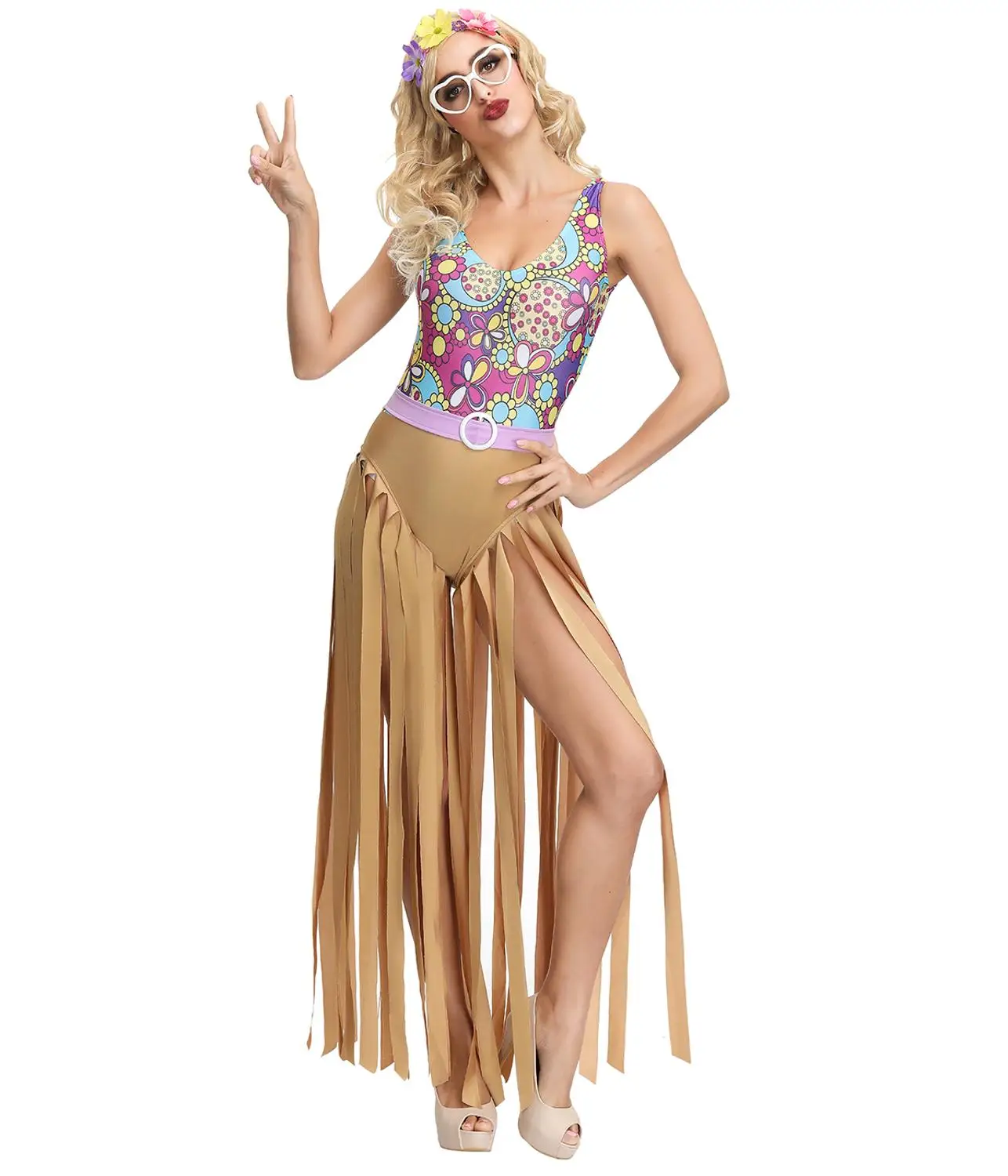 Frauen Quasten Hippie Kostüme Erwachsene 60er 70er Jahre Retro Feelin Groovy Disco Bar Sänger Kleid Karneval Halloween Party Cosplay Kleidung