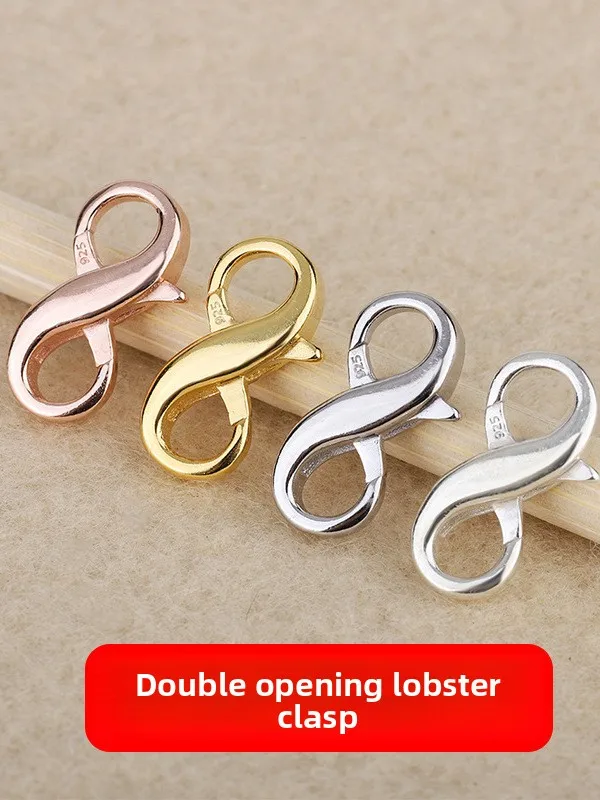 

S925 Чистое серебро, пружинный синий, 8-образная застежка, жемчужный ожерелье, разъем для браслета, универсальная застежка-лобстер, модные ювелирные изделия, аксессуары...