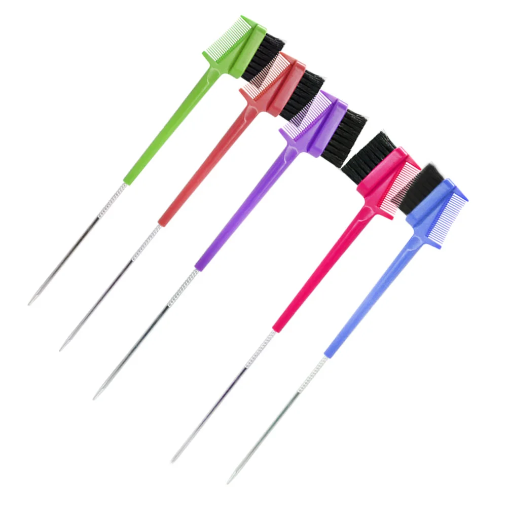 5 uds cepillos para cejas peines para cejas cepillos de maquillaje duraderos ABS PP acero salón uso doméstico mango suave herramientas de tinte para el cabello de doble uso