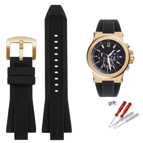 Bracelet de montre en Silicone pour Michael Kors, Mk 8184 8729 9020 MK8152 MK9020 9026 8296 8445, bleu noir, 29x13mm