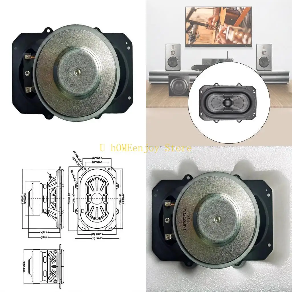 

B0KF Oval 100W Subwoofer Speaker Woofer High Power Bass Home Theater Subwoofer Unit Crossover Louspeakers DIY 1PC