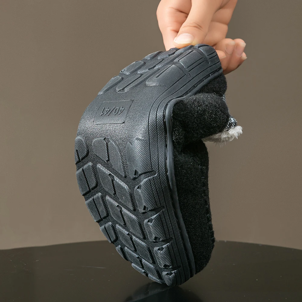 شبشب شتوي للرجال مارك لاين TPR نعل مريح ورأى دافئ غير قابل للانزلاق أحذية منزلية ناعمة من إسفنج الذاكرة