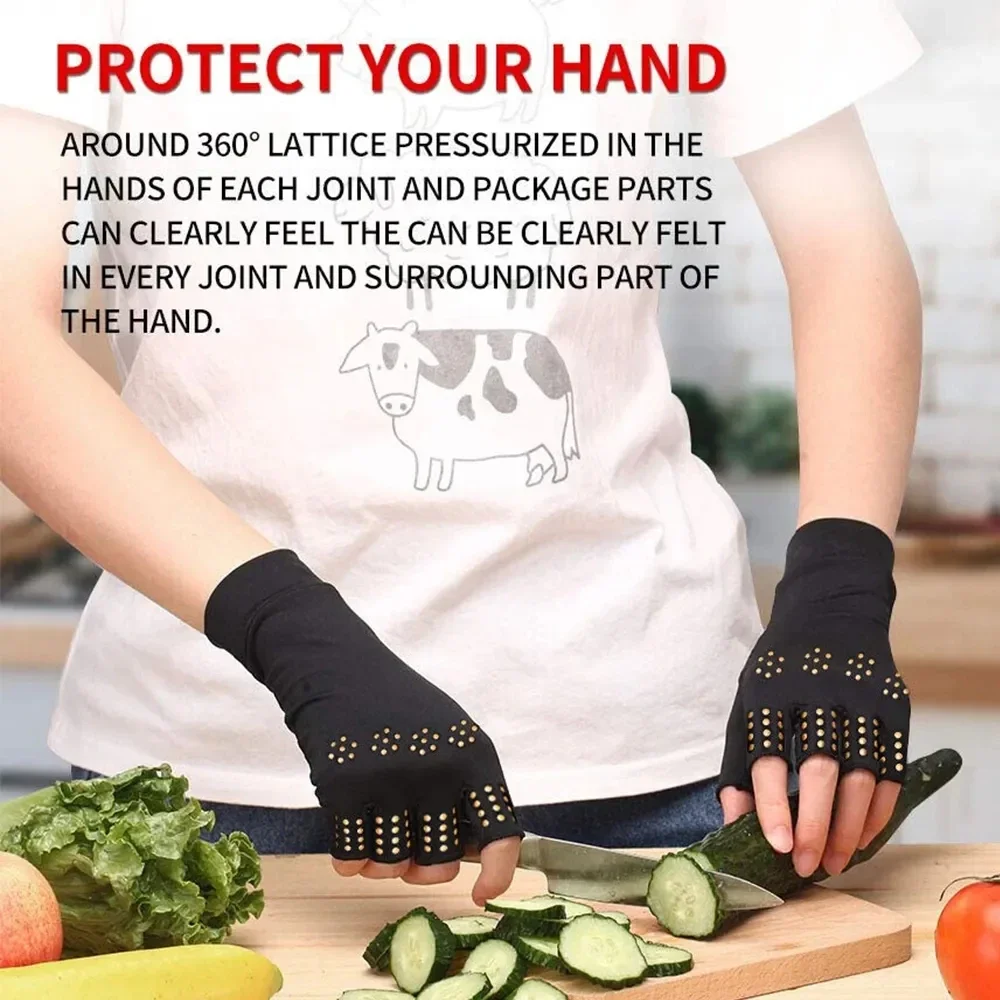 1Pair Magnetic Anti Arthritis Health Compression Therapy Gloves Rheumatoid Hand Pain Relief Hand Wrist Brace Corrector