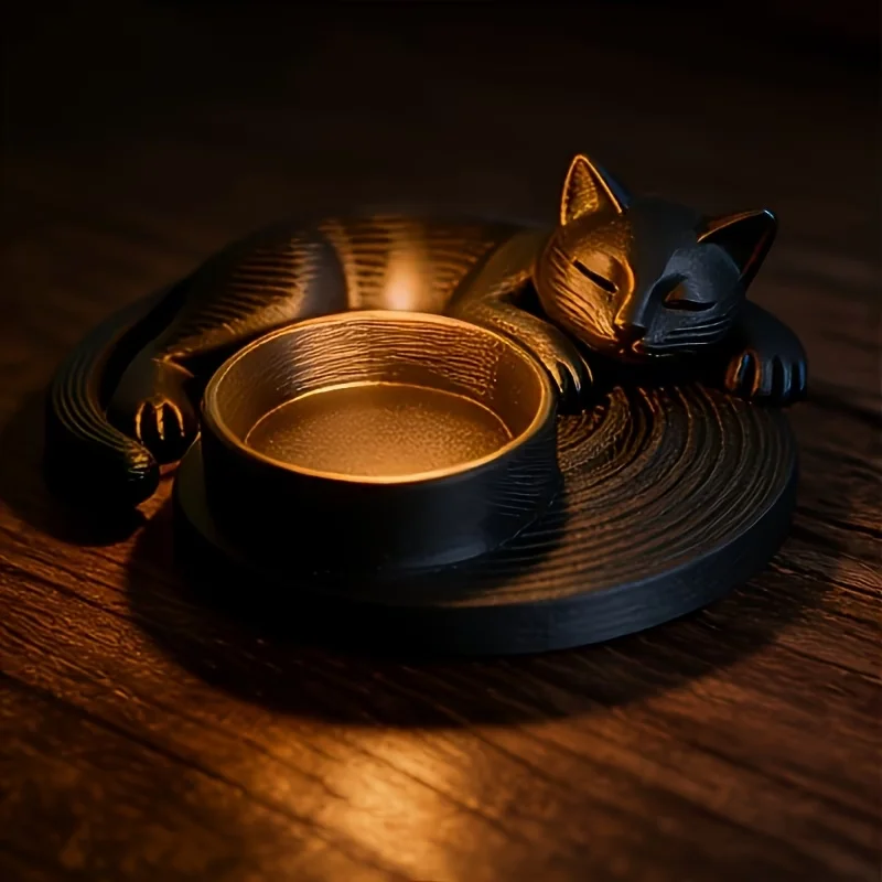 Cute Cat Silhouette Candle Holder, Warm Ambience Tealight Stand, Art Home Decoration For Living Room Bedroom Tabletop