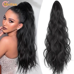 Meifan Sintético Longo Ondulado Garra Encaracolado Rabo De Cavalo, Clip Na Extensão Do Rabo De Cavalo, Natural Falso Ombre Rosa Reta Lolita Cabelo