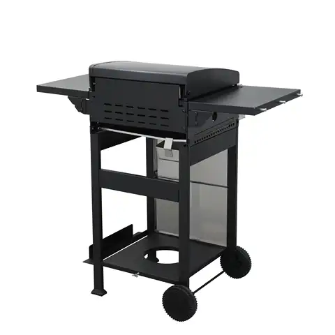 2 Burner Gas Grill and Pizza Oven Combo 24600 BTU Outdoor Cooking Station with Side Tables for Camping Tailgating Backyard BBQ