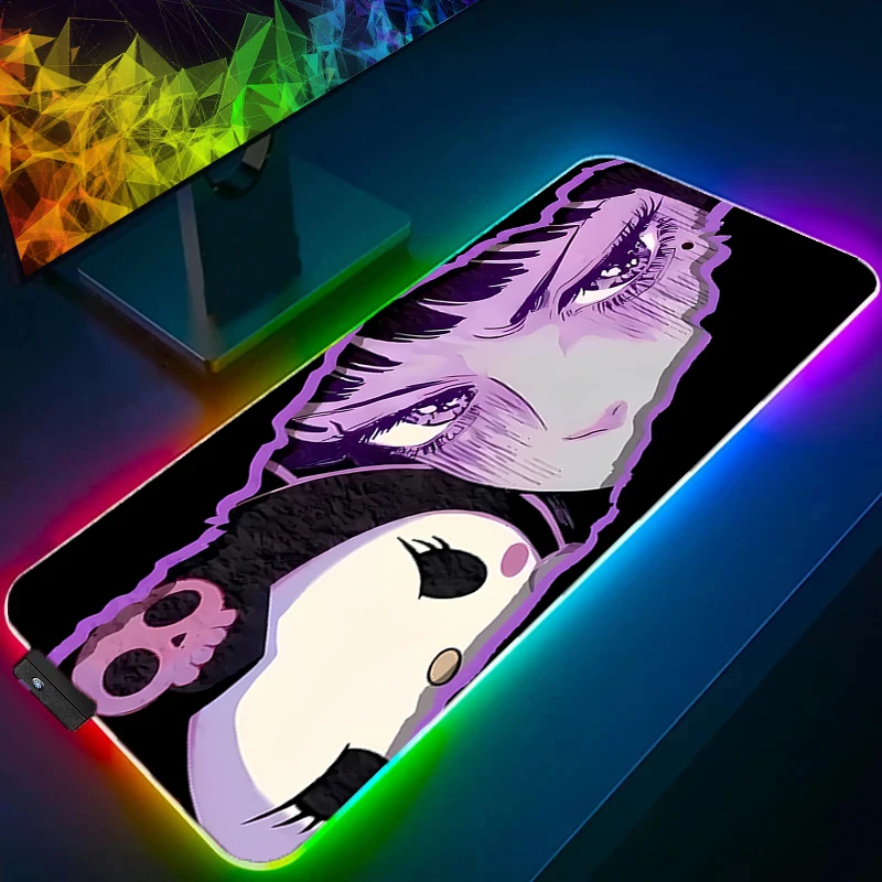 Anime Gaming Speed Mouse Pad N-naruto Hyuuga Hinata LED Gamer Large Mouse Mat Backlight Keyboard Mousepad RGB Computer Desk Mat