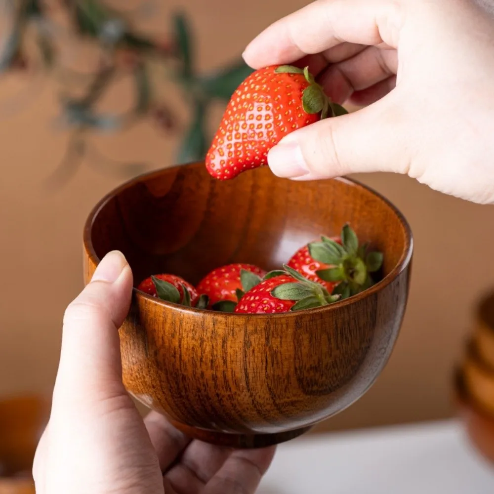 

New Japanese Style Wooden Bowls Handmade Crafts Household Food Containers Soup Bowls Wooden Utensils Kitchen Supplies