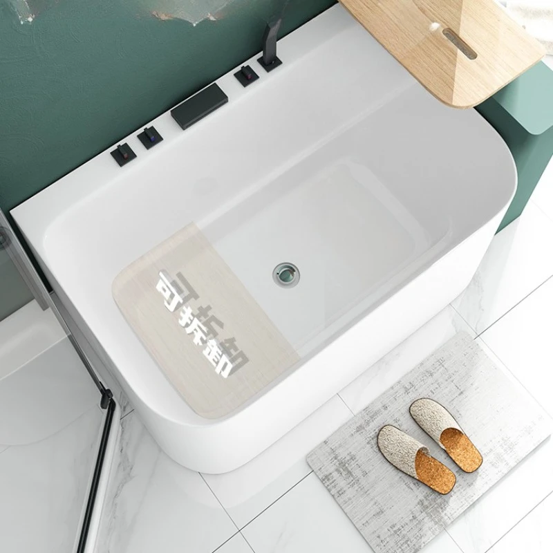 Small apartment deep bubble household bathtub Japanese mini small movable seated acrylic bathtub
