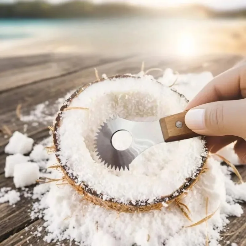 Coconut Grater Wooden Handle Manual Coconut Grater Household Efficient Scraping Coconut Grater Making Tool